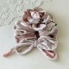 Korean-style pink velvet rose bow flower large intestine hair band, high-end bun hair accessory and hair tie Item Picture